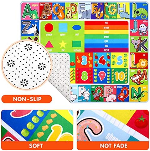 Garneck Kids Educational Rug: ABC Rug, Learning Carpet Kids Play Rug Mat Play Area Rug, Educational Playroom Rug, Non- Slip Play Rug, Kids Floor Mats Carpet, Kids Learning Rugs for Playroom, Bedroom