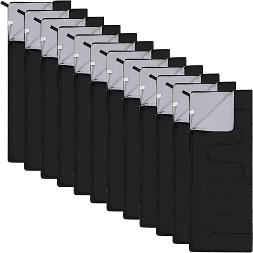 Miniatura 8 de Macarrie Paquete de 12 sacos de dormir para adultos, para clima cálido y frío, saco de dormir para niños sin hogar, ligero, impermeable, saco de