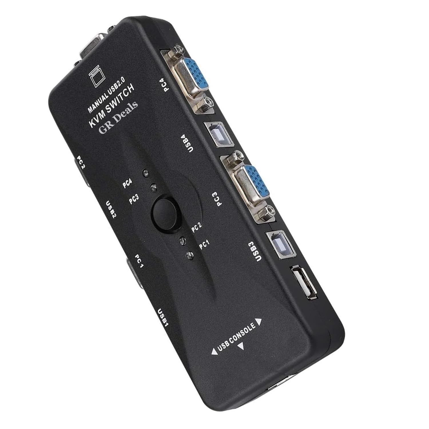 GR Deals 4-Port USB 2.0 KVM VGA Switch Box Switcher, Small PC Switcher, 4 Port, Computer Switcher for Keyboard and Mouse, USB Mouse/Keyboard, Monitor Controls 4 Computers with Only 1 Set. BLACK.-image-6