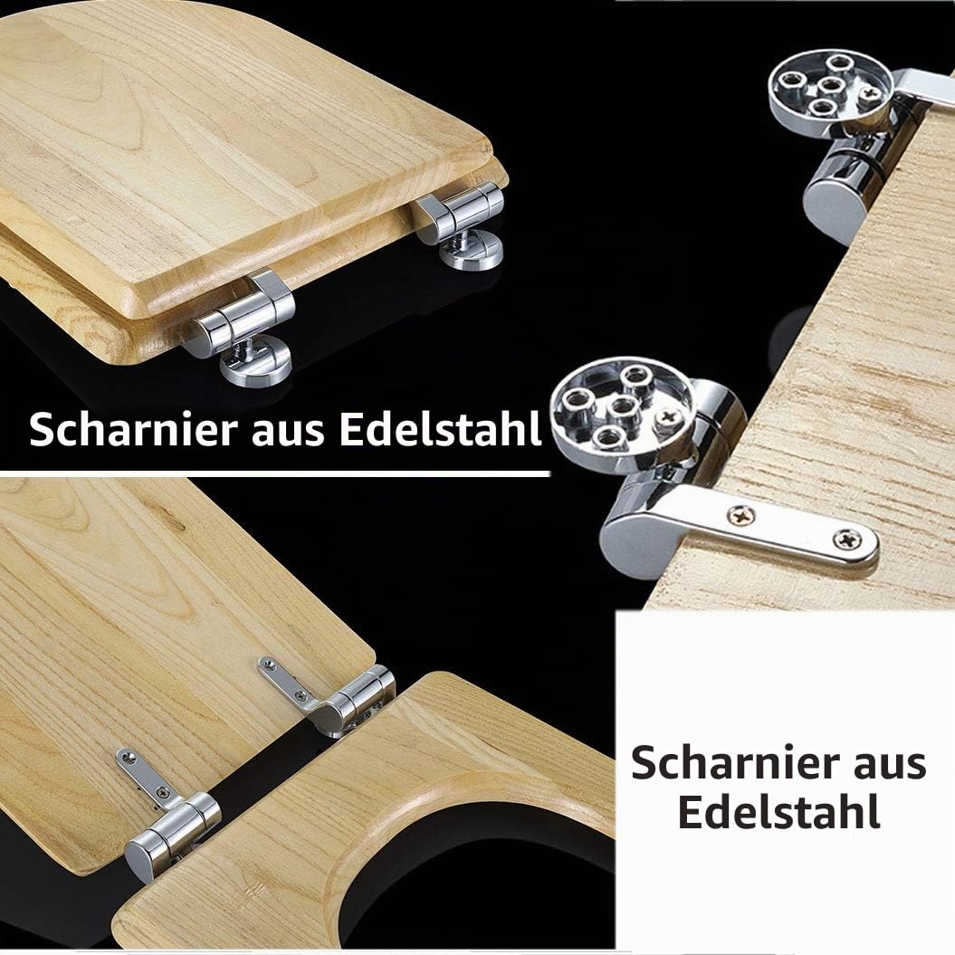 Wc-Sitz Antibakterieller Premium Holz Toilettendeckel Easy clean Einfache Montage, Beige (Size : XD Shape)