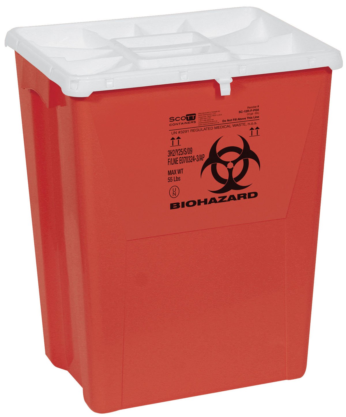 DSS Biohazard Sharps Containers 12 GAL Flat RED Pgii 8/cs