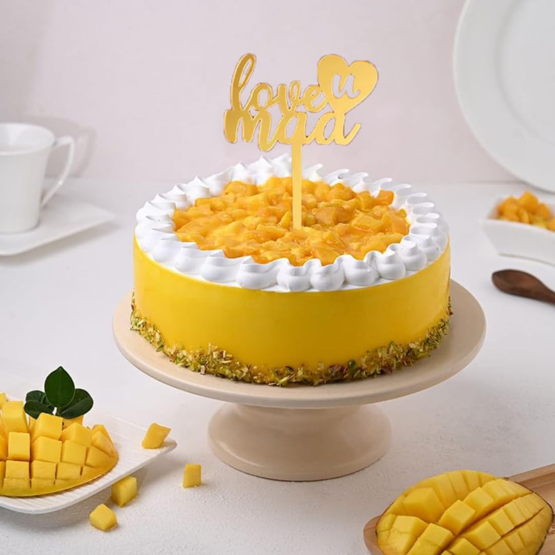 FlowerAura Delicious Fresh 2Kg Eggless Mango Pistachio Cake For Birthday Gift & Mothers Day Cake For Mom | Mother | Maa | Mother-In-Law | Amma (Same Day Delivery)-image-12