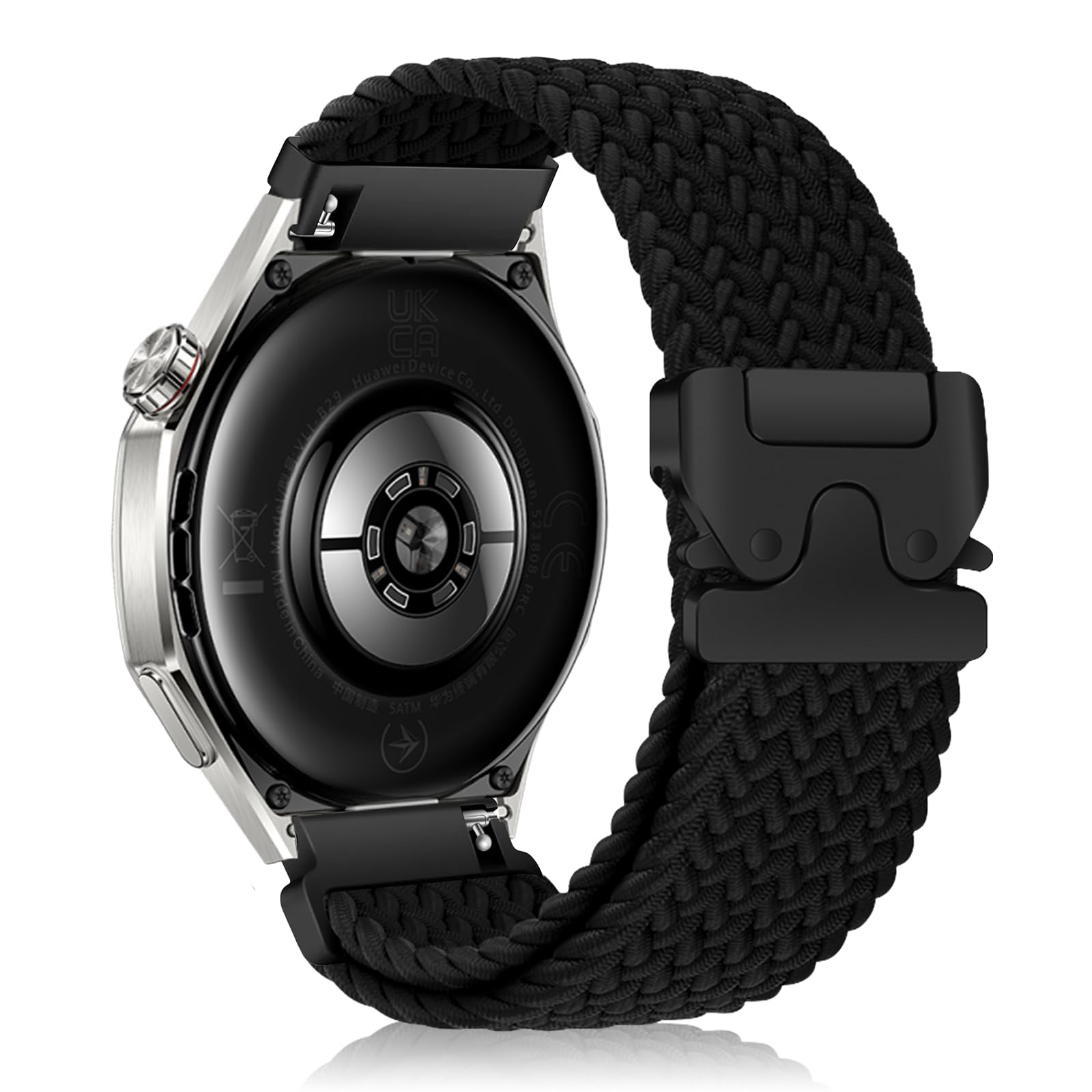 KeHowy 22mm Nailon Correa para Huawei Watch GT 6/GT6 Pro 46mm/GT5/5Pro/GT4/GT3/GT2/3Pro (46mm), Nuevo Nylon Elásticos Trenzada Reloj de Repuesto para Huawei Watch 5/4/Watch4 Pro 48mm - Negro