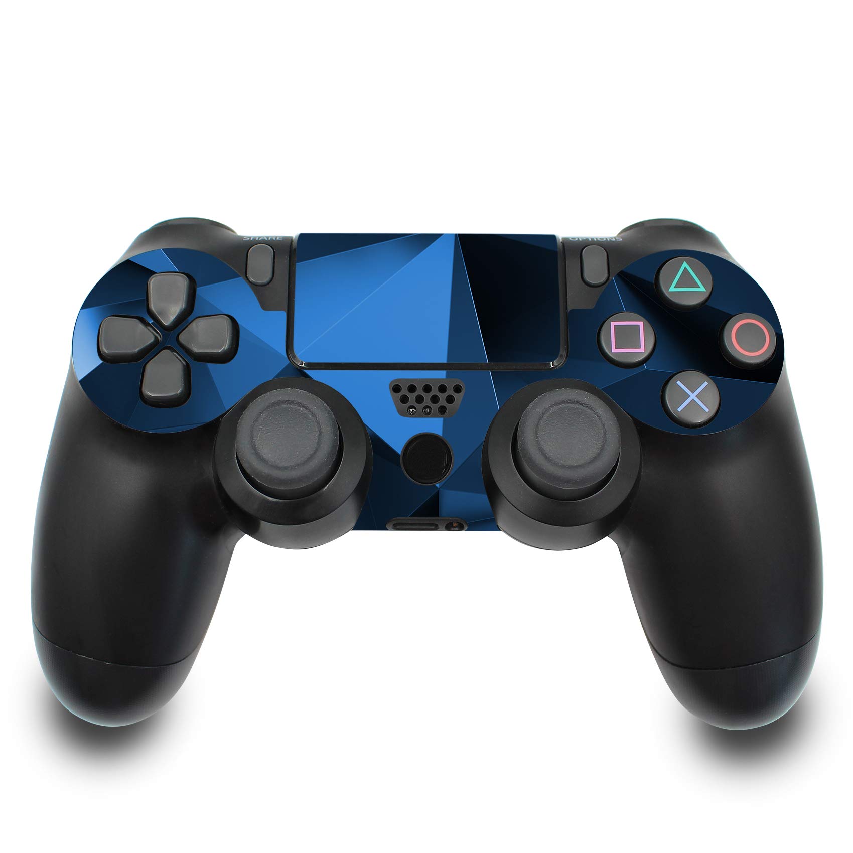 Finest Folia Schutzfolien Set kompatibel mit PS4 Pro Konsole und Controller | Vinyl Skin Polygon Blau Aufkleber als Kratzschutz passgenaues Cover selbstklebender Sticker für Spielekonsole Gehäuse