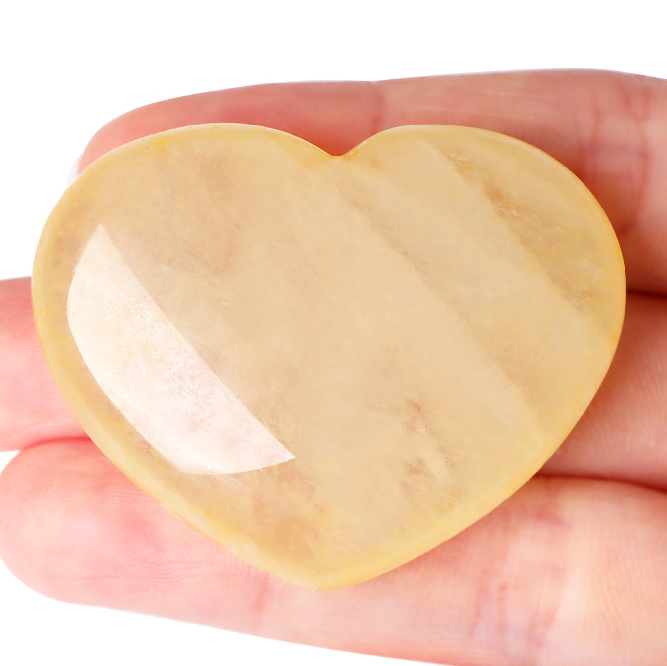 XIANNVXI 45mm Citrine Crystal Heart Stone Citrine Crystal Gemstone 1.8" Polished Love Puff Palm Massage Stone Reiki Crystal