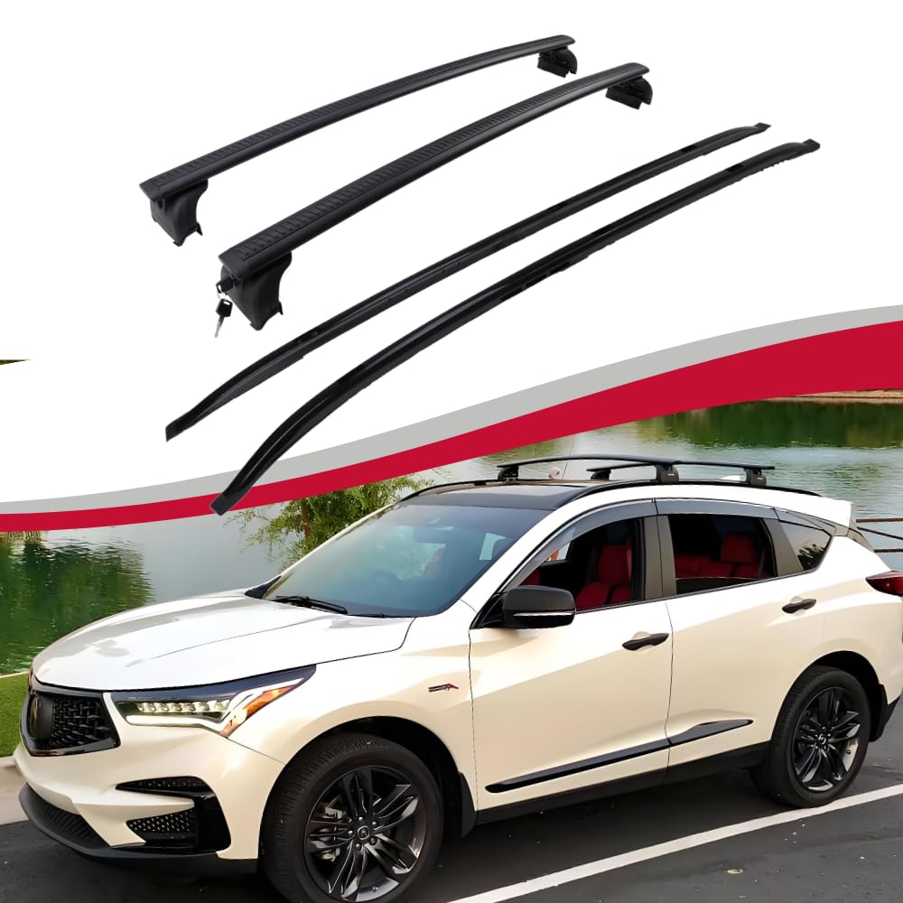 Titopena Roof Rack Cross Bars Compatible with Acura RDX 2019-2024 2025 Side Rails Luggage Kayak Canoe Bike Snowboard Skiboard (4PCS KIT) Accessories