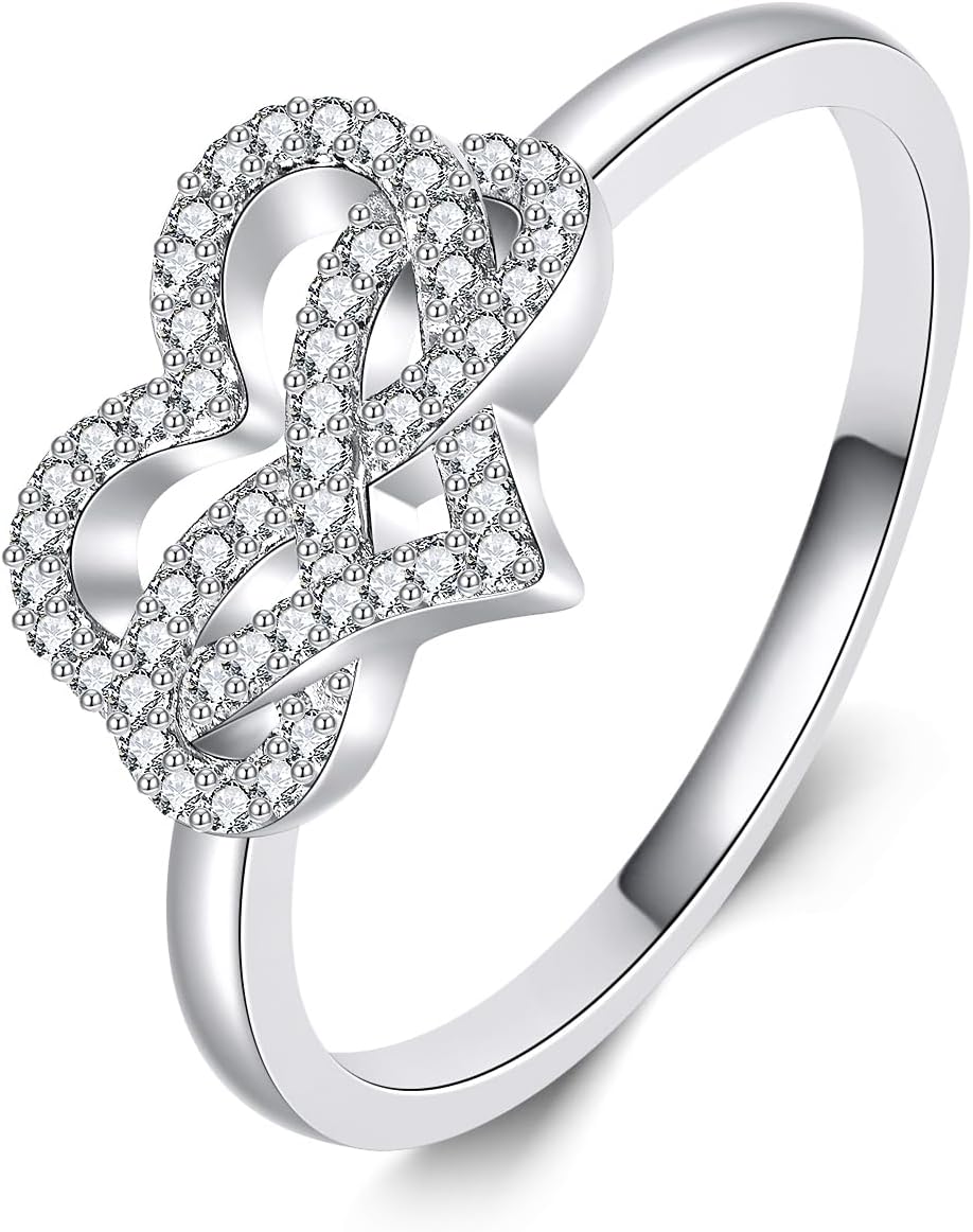 Infinity Heart Ring 925 Sterling Silver Heart Ring Infinity Jewelry Gifts for Women