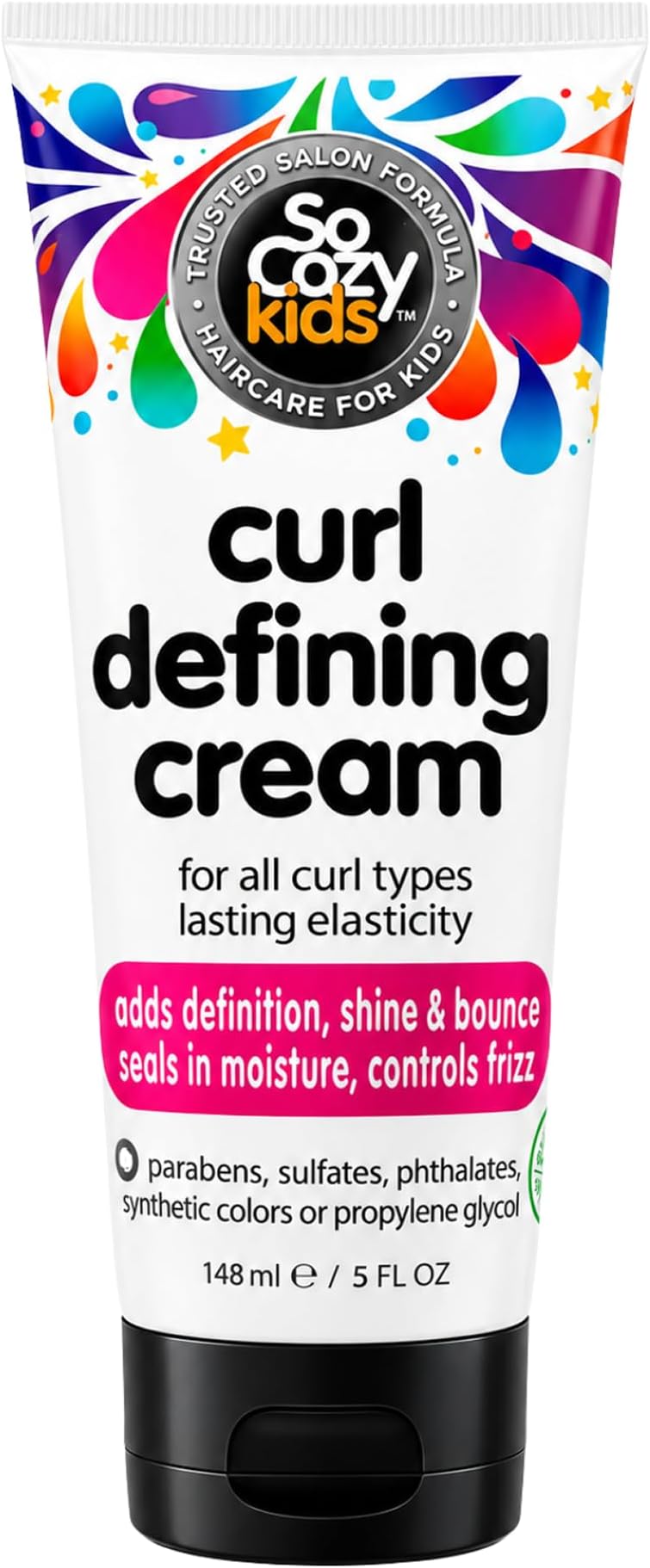 Curl Defining Cream (5 Fl Oz) Kids Curl Cream for Curly Hair, Adds Definition, Shine & Bounce, Hair Cream for Wavy, Coily and Curly Hair, Enriched with Vitamins, Castor Seed, & Avocado Oil