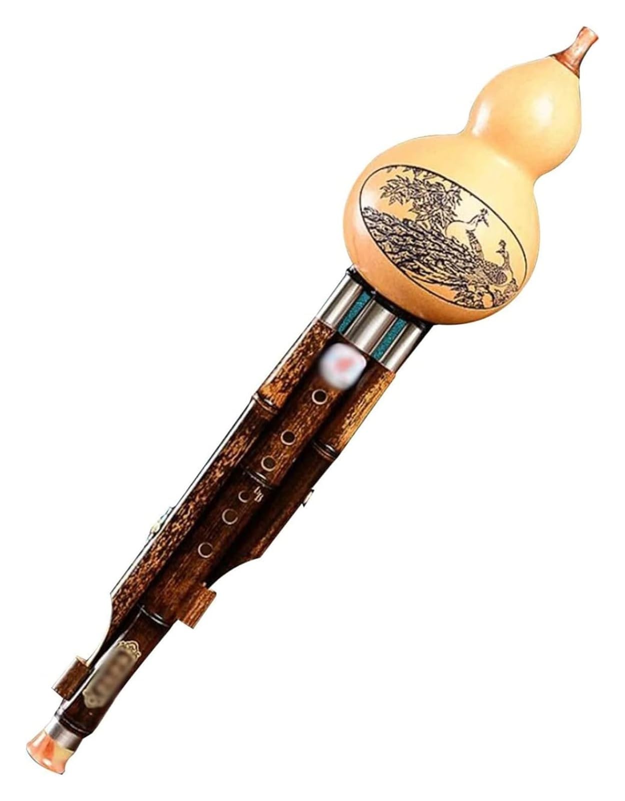 Flauta china hecha a mano Flauta de calabaza， Flauta de calabaza hulusi, instrumento musical chino, flauta, hecho a mano, instrumento musical étnico, adecuado for principiantes, con nudo chino y caja
