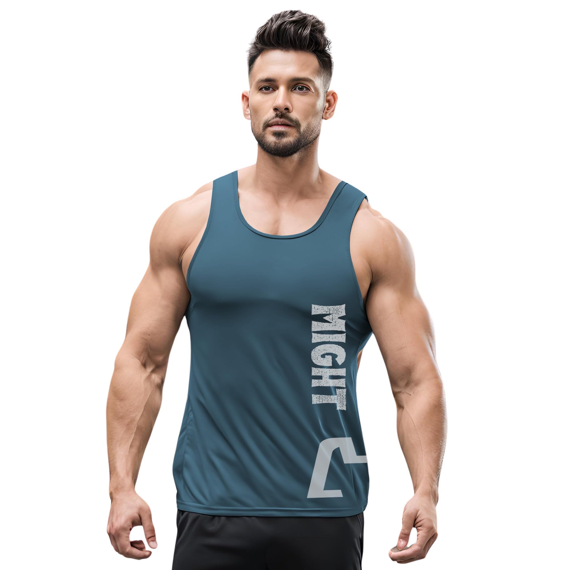 3Colours RGB Men's Active Wear Sleeveless Tank top, Gym Vest, Leisure wear Atheletic Fit NCUT-Might