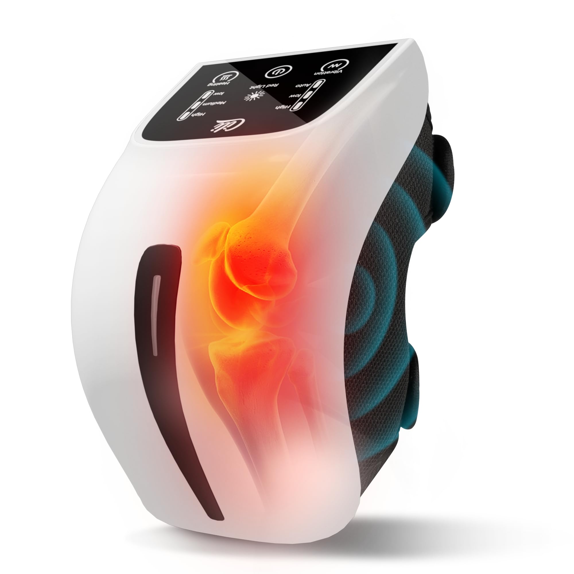 CILI Cordless Knee Massager with Heat & Vibration,Red Light Knee Massager for Pain Relief,Heated Knee Brace with 3 Heat & 3 Vibration Levels, Heating