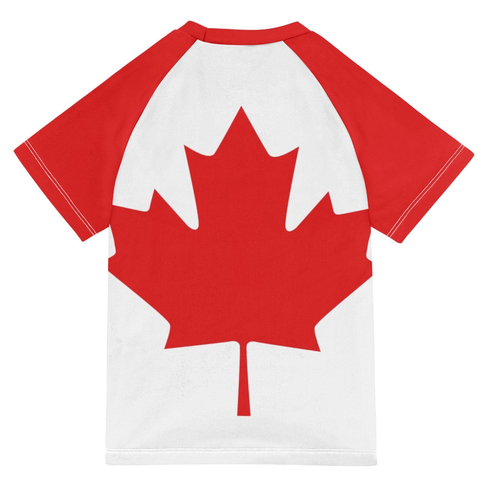 Aflyko Patriot Boys' Swim Shirt Canada Flag Red Maple Rash Guard Beachwear Sun Protection Fishing Hiking Camping Surfing Swimming Toddler Infant Summer Daily T-Shirt, 4T