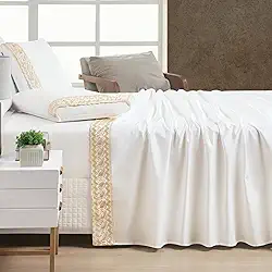 Jogo de Lençol Algodão Egípcio 400 Fios Queen Supreme 04 Peças Off White