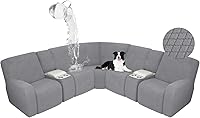 Vista 24 de ALIECOM Fundas impermeables para sofá seccional reclinable para sofá seccional reclinable elástico en forma de L, fundas de esquina lavables