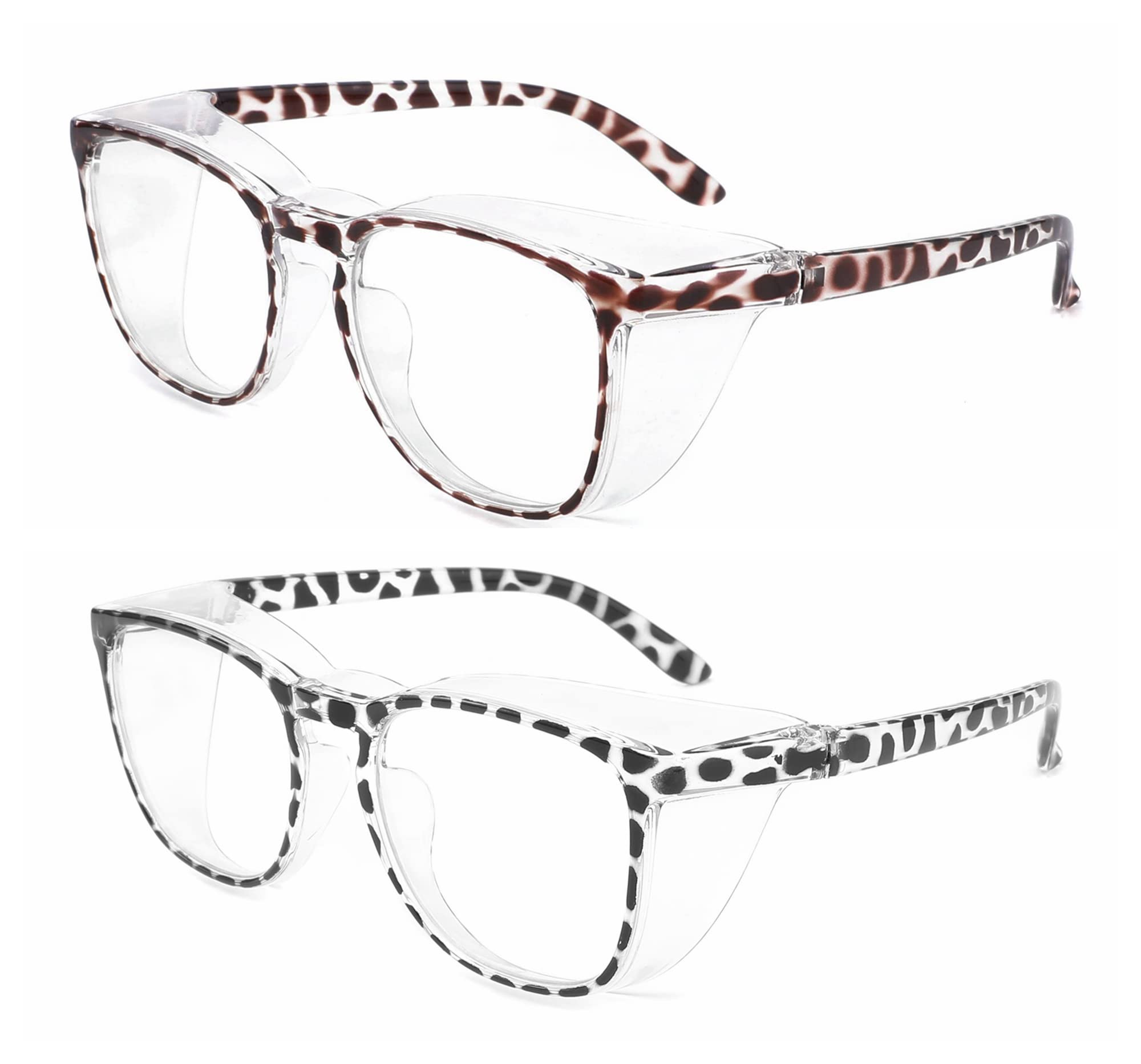 Alsenor Gafas de protección antivaho, antivaho, antipolvo, antipolvo, antivaho, para hombre y mujer, 2 unidades (leopardo + leopardo negro)