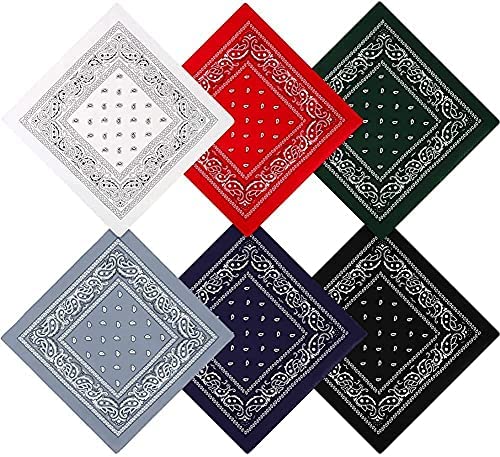 100% Cotton Large Bandanas for Men and Women, 22 Inch Paisley Bandana with Multiple Colors Pack of 6-image-33