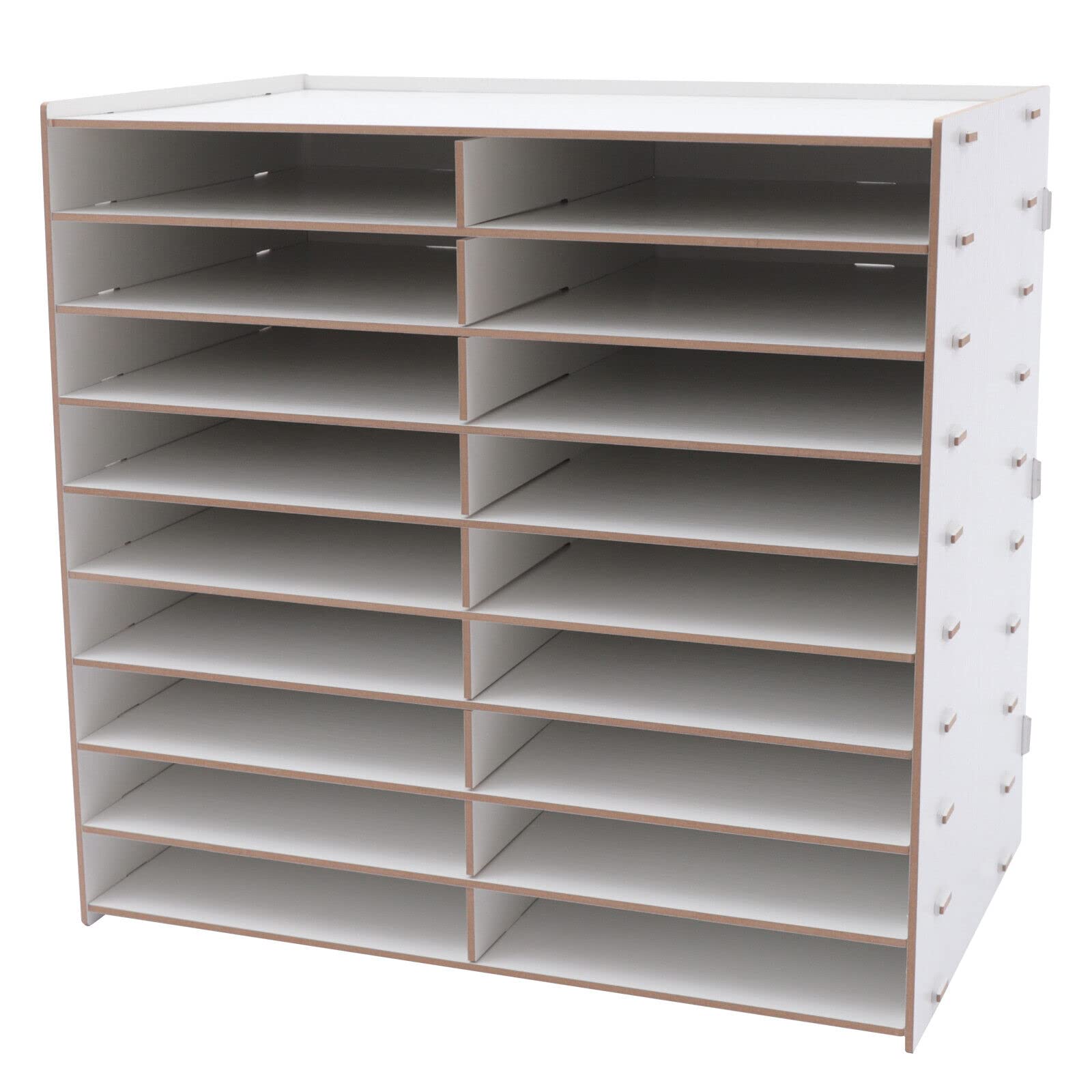 Organizador de escritorio de madera, 18 compartimentos, DIY Office, Multifuncional, para carpetas A4, revistas, papeles y cartas, madera grande, oficina, escritorio, archivador (blanco)