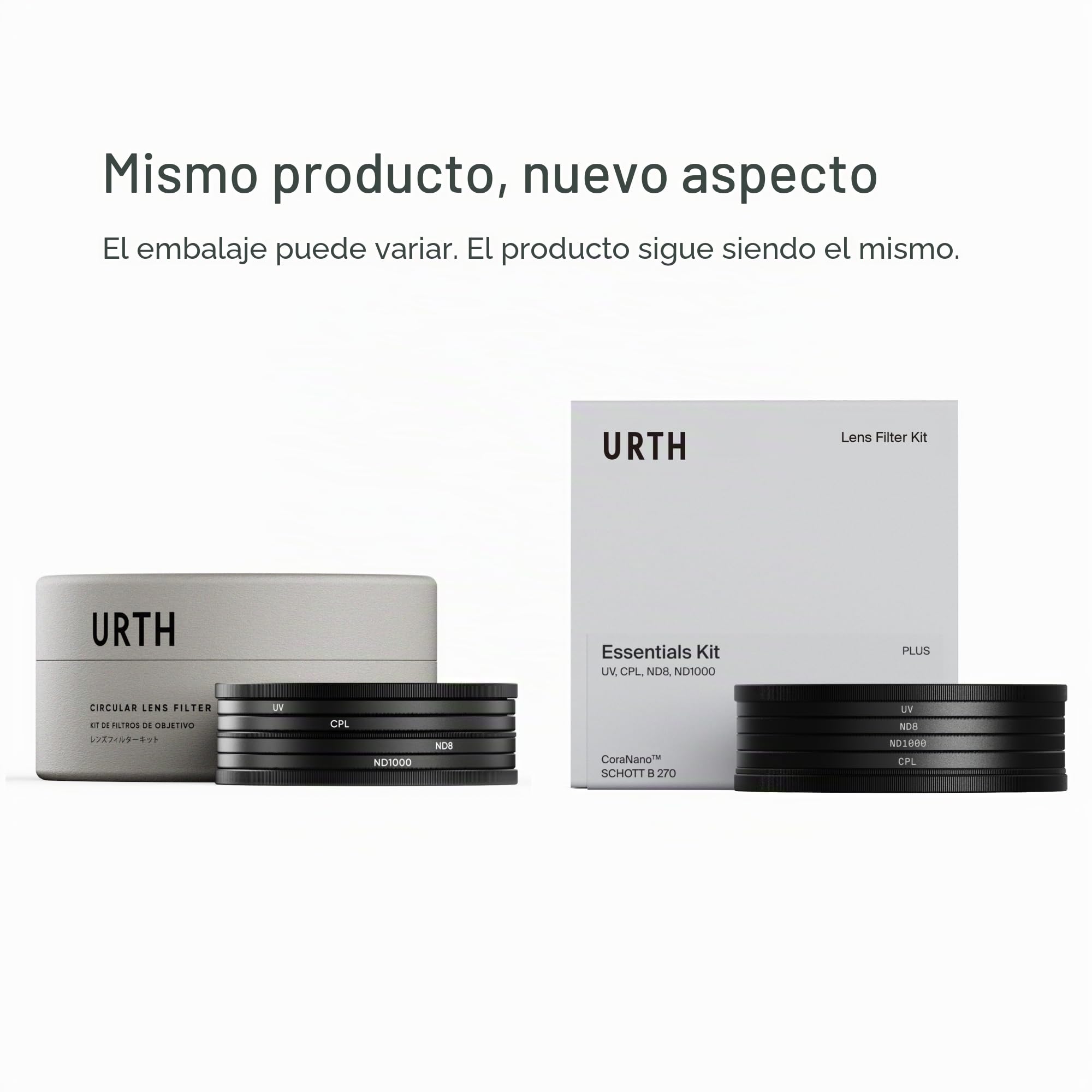 Urth 58 mm Kit de Filtros UV, CPL, ND8, ND1000 (Plus) para Objetivo 4 en 1 — Nano-Recubrimiento, Filtro para Cámara en Vidrio Óptico HD con 2 Tapas