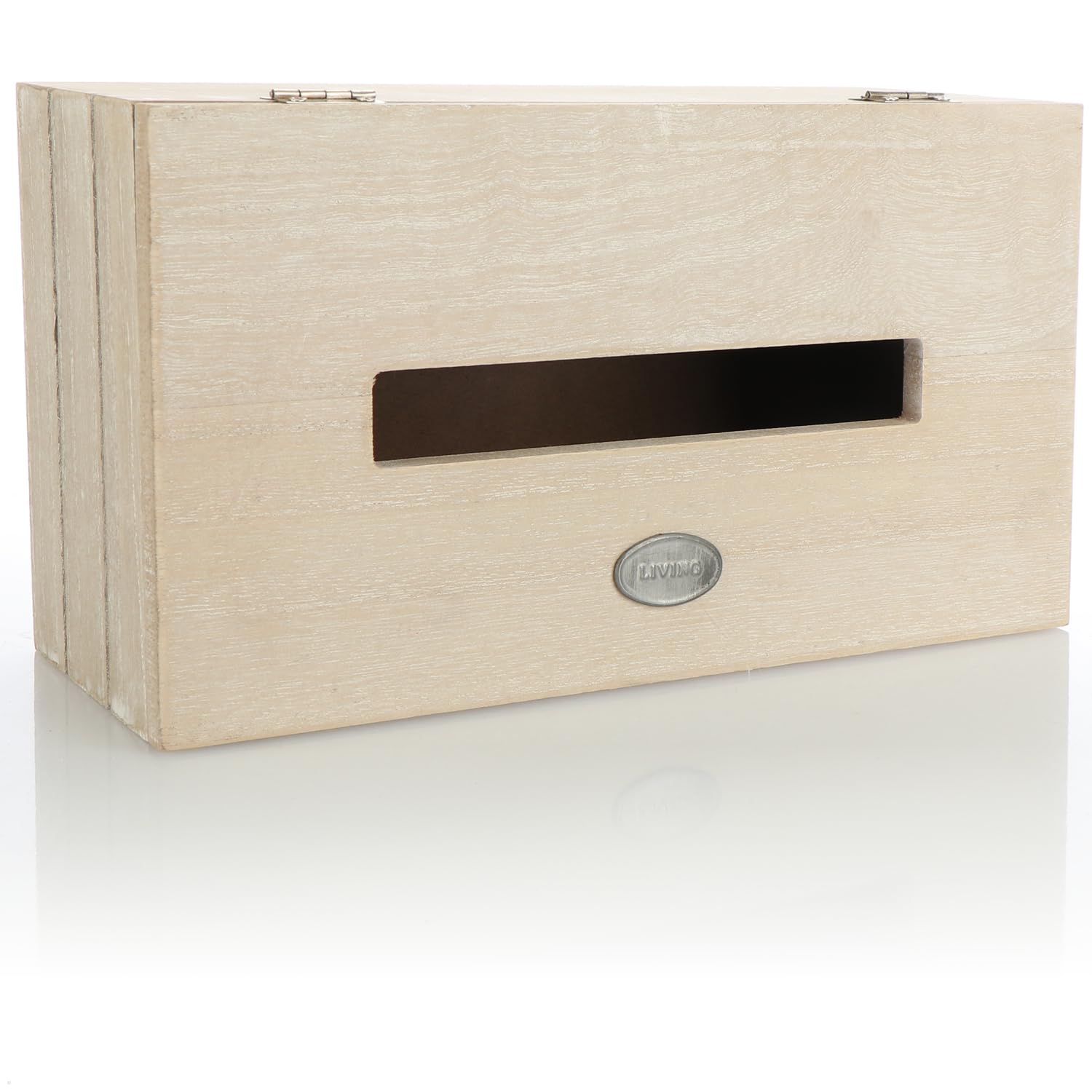 COM-FOUR® drewniane pudelko na chusteczki kosmetyczne - pudelko na chusteczki z pokrywka na zawiasach - dozownik reczników do lazienki, sypialni i salonu (25x13.5x9cm)
