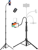 Victiv 86" Phone Tripod with Flexible Gooseneck, Bluetooth Remote & Cold Shoe - Tall Aluminum Stand for iPhone/Android Selfies, Vlogs & Travel