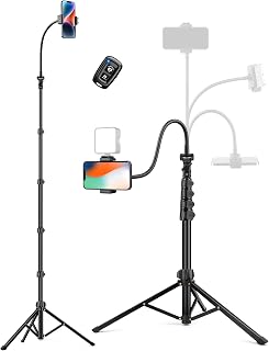 Victiv 86" Phone Tripod with Flexible Gooseneck, Bluetooth Remote & Cold Shoe - Tall Aluminum Stand for iPhone/Android Selfies, Vlogs & Travel