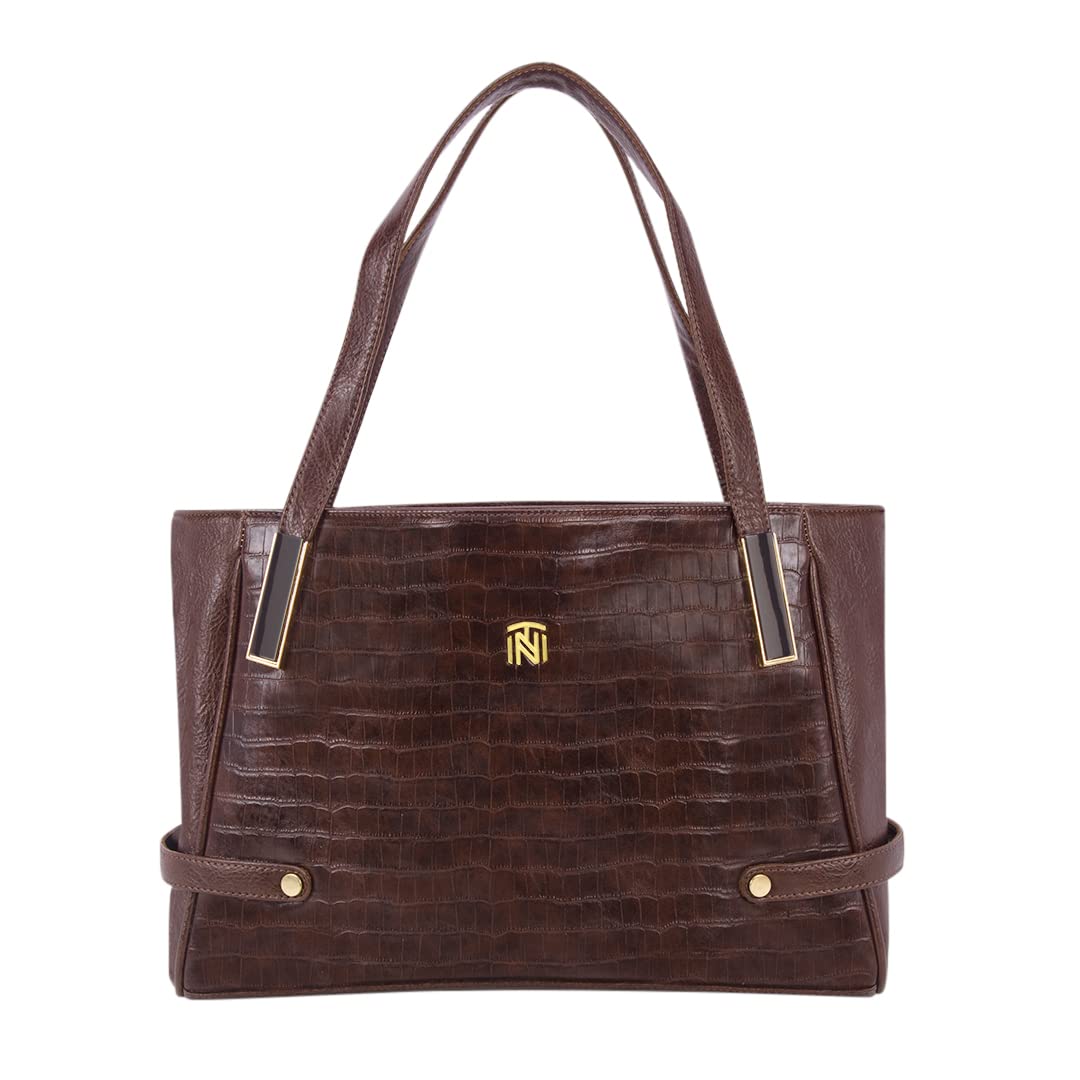 INIT Jade Vegan PU Leather Office Handbag with Laptop Compartment and Zip Closure (BROWN) (B0C1K434B9) Amazon Price History, Amazon Price Tracker