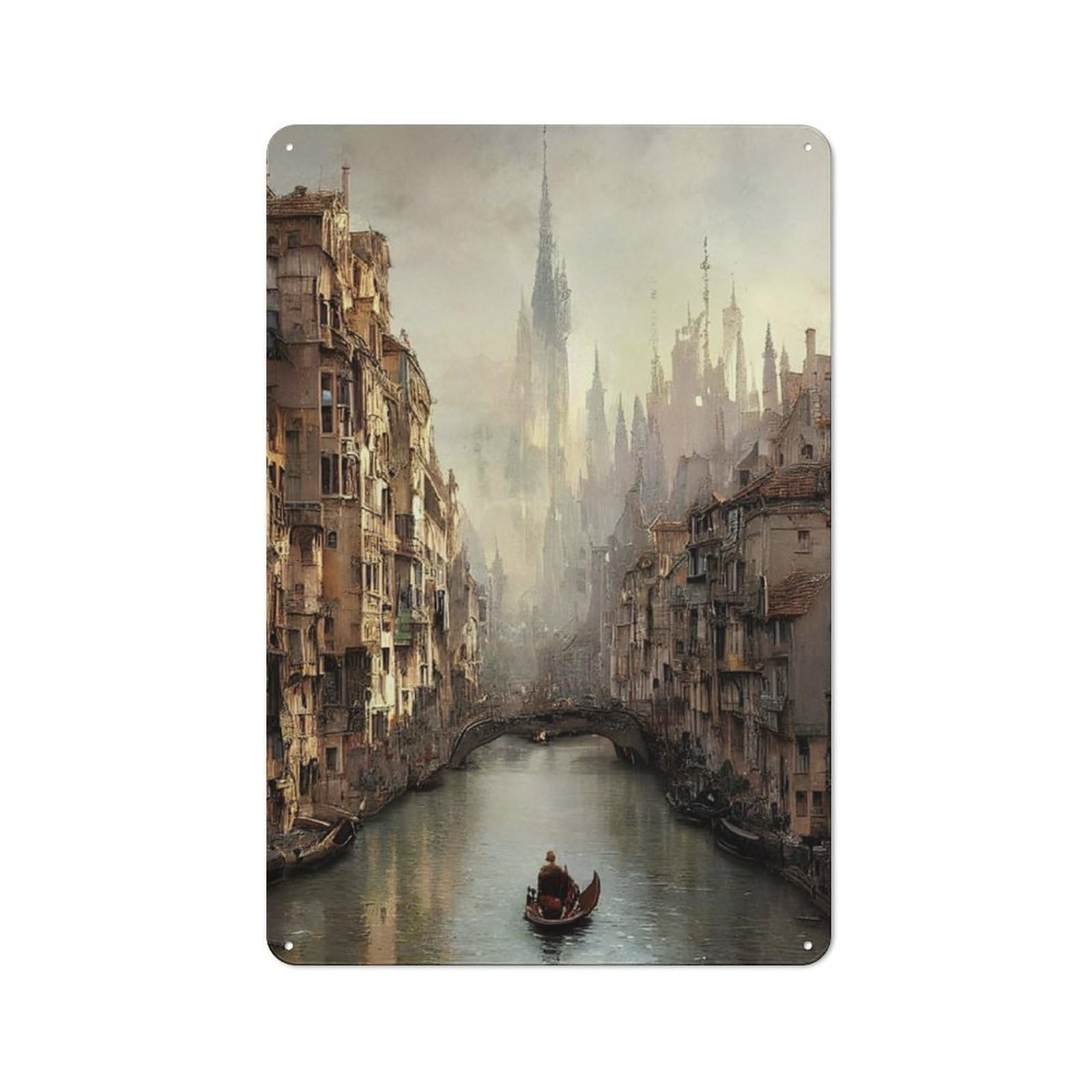 Junmoney Gondolas In Venice For Garden Room Or Summerhouse, Retro Metal Sign 30X20cm, For Metal Sign Collectors, For Vintage Wall Decor Fans