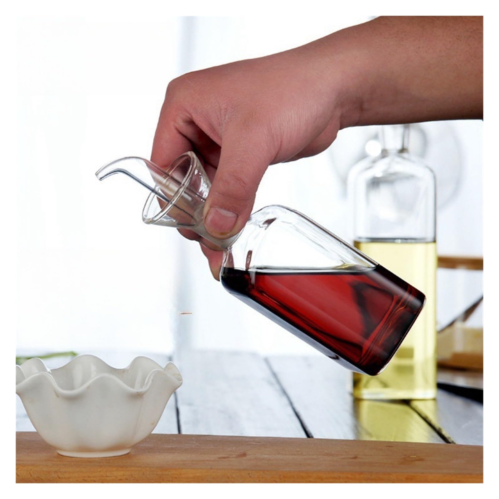 Dichte Glas Olkanne fur Essig Sojasauce und Gewurz | Glas Kuchengefass fur Essig, Sojasauce und Gewurznutzung(500ml)