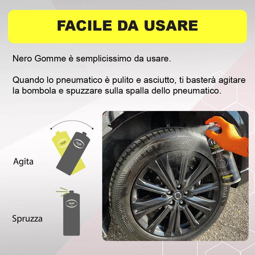 ENJOY TECH Professionelle, schwarze Autoreifen, professioneller Glanz für Autoreifen, schwarz für Autoreifen, schützt Reifen und Dichtungen von Auto und Motorrad, 500 ml (4)