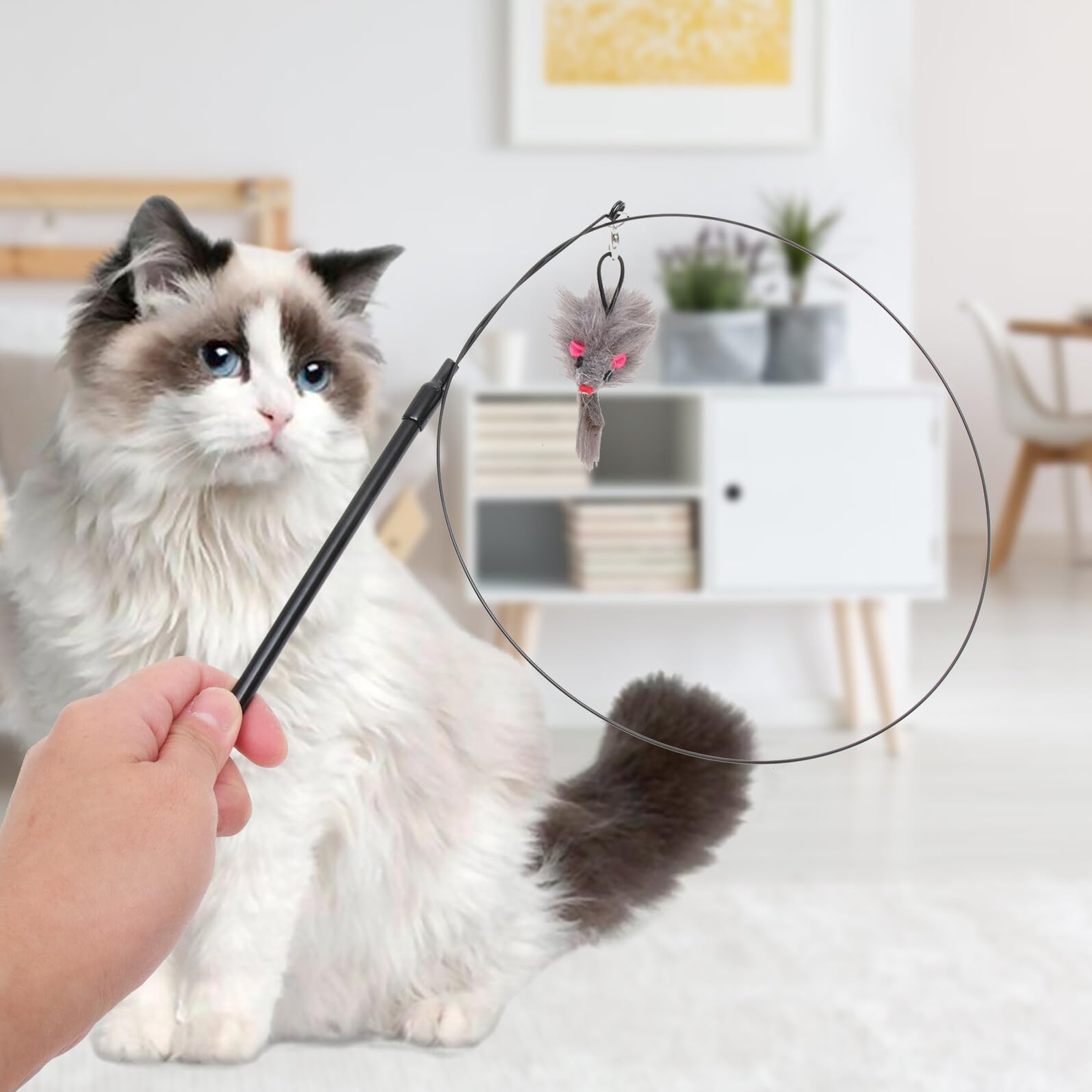 Milisten Interactif pour Chat Intérieur avec Canne à Amovible et Ventouse Stimule Curiosité des et Adultes