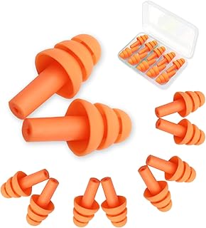 Selawasty Ear Plugs for Sleeping 5 Pairs Noise Canceling Ear Plugs Soft Reusable Silicone Earplugs Waterproof Noise Reduction Earplugs for Concert,Swimming,Study,Loud Noise,Snoring(Orange)