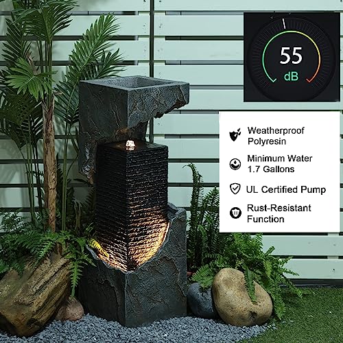 Bumilgar Modern Water Fountain Outdoor 35.4" H Floor Standing Outdoor Fountain with LED Lights and Pump for Garden, Patio, Deck, Backyard, Porch and Home Art Decor… - Thumbnail 5