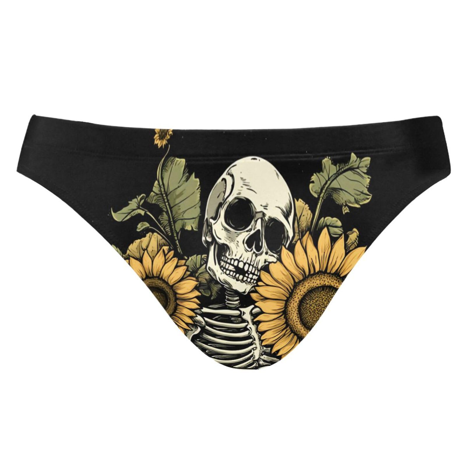 UMIRIKO Men's Skull Skeleton Sunflower Swimsuit Bikini Swimwear XXL 202c0935