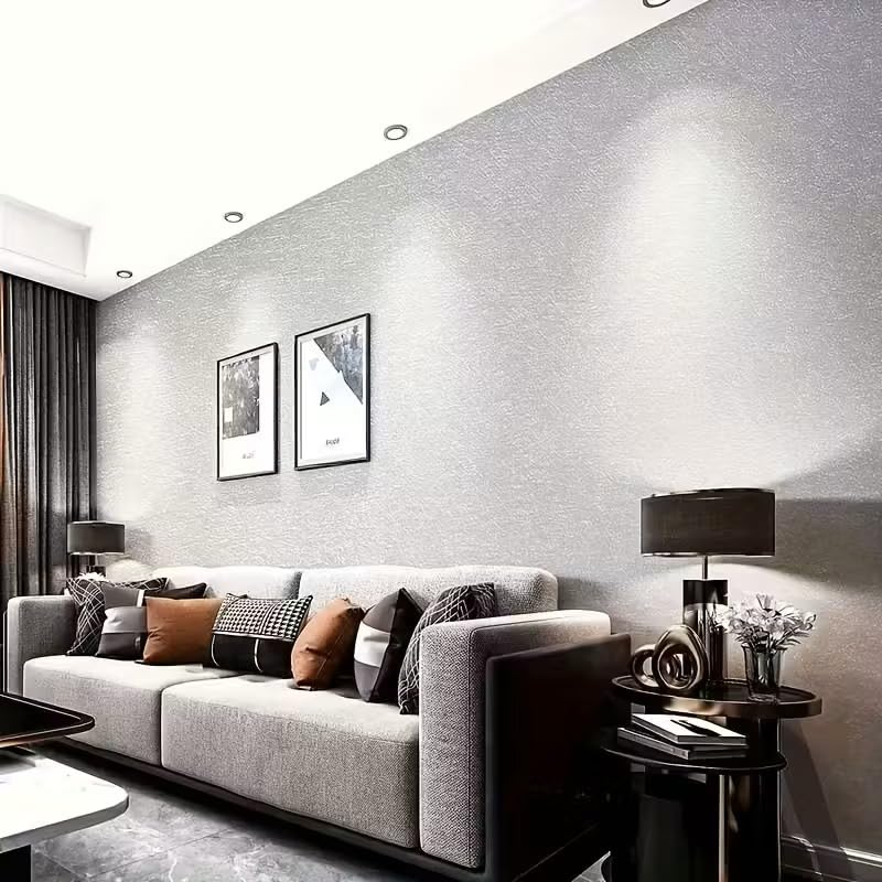 Image of Peel and Stick Wallpaper for Walls (45x300 cm) Pack of 1 | Waterproof Self Adhesive PVC Wallpaper for Bedroom, Living Room, Home, Office & Cupboard (Silver Grey)