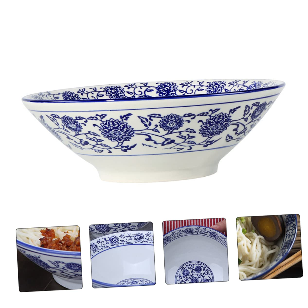 TOPBATHY Cuenco de Porcelana Azul y Tazón de Fideos para Uso Doméstico Tazón de Sopa para Servir Comida de Cocina para Comidas Rápidas el Hogar