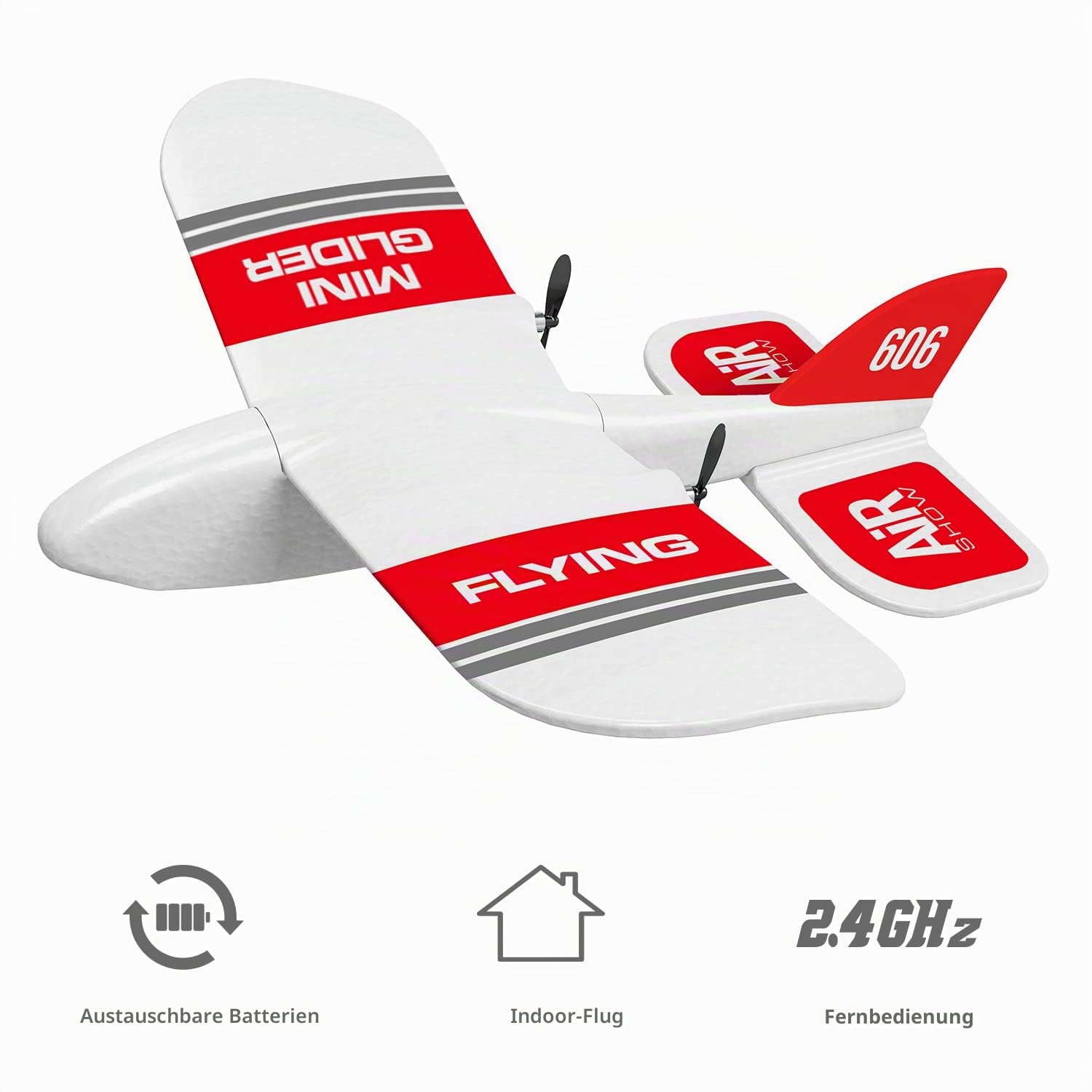 KF606 ferngesteuertes Segelflugzeug, 2,4 GHz, 2 Kanäle, fester Flügel, EPP-Schaumstoff, Mini-Gleiter, integriertes Gyro-System, Mini-Indoor-RC-Gleiter, Flugzeugmodell, Spielzeug für Kinder und
