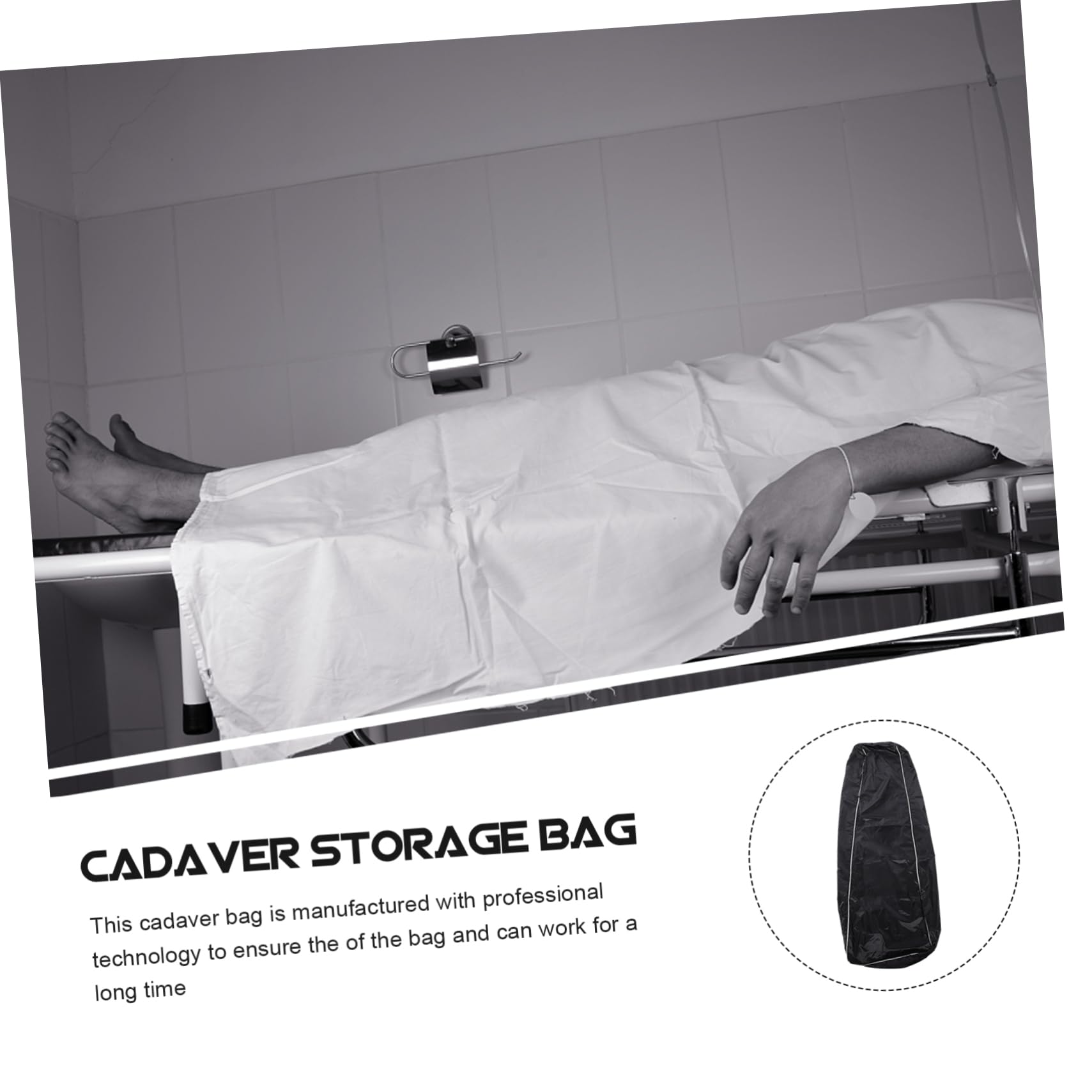 ULTECHNOVO Sacco la Movimentazione dei Cadaveri in Pvc Nero e Resistente All'usura Maniglie Rinforzate per Uso Funerario e Trasporto Corporei