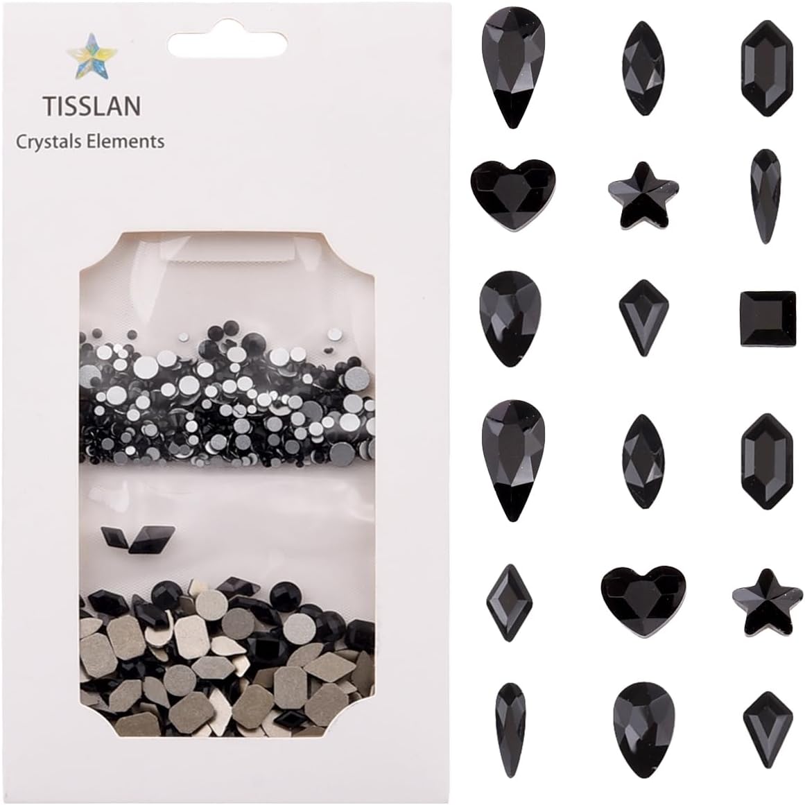 Mix 10 Shapes Assortment Flat Back Shine Hot Pink Nail Crystals Gems Diamonds for Nail Decoration Design Decoration Accessory
