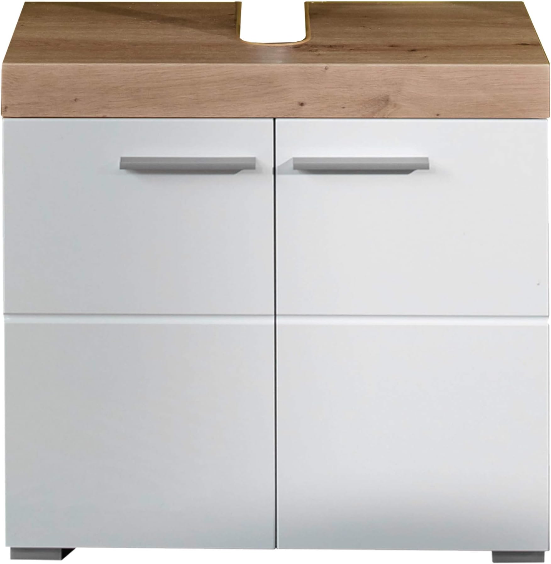 Trendteam Smart Living Amanda Bathroom Sink Vanity Unit, 60 x 56 x 34 cm, Ashwood/High-Gloss White with Lots of Storage Space