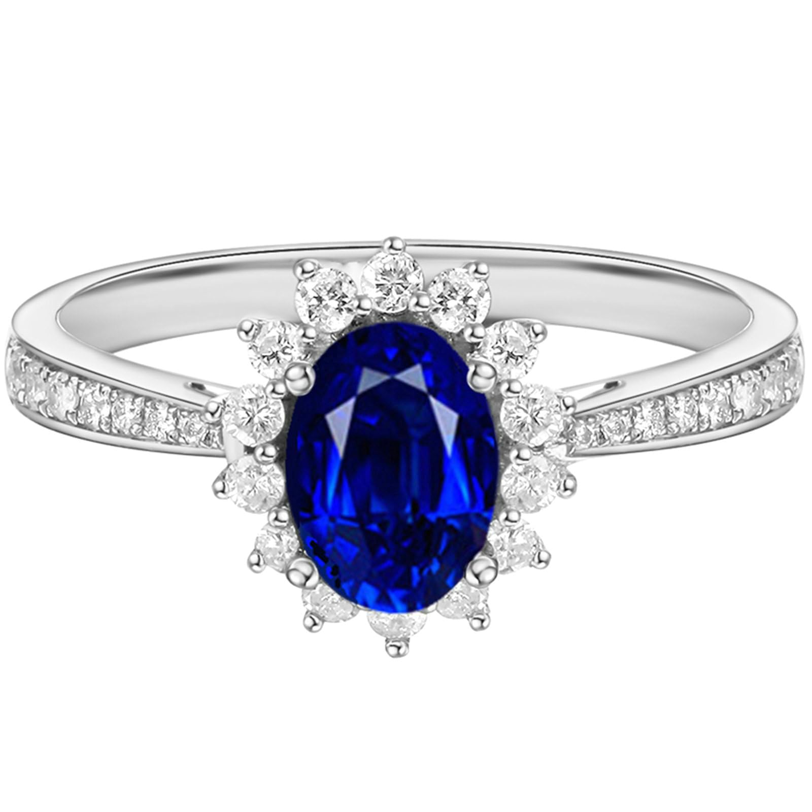 Obrączki ślubne białe złoto 375 9 K, obrączki ślubne dla kobiet, wzór kwiatowy, 0,6 ct, 1,05 ct, owalne, laboratoryjne, niebieski szafir i moissanit, zaręczyny, ślub, białe złoto
