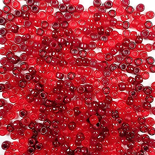Red Berry Multicolor Mix Plastic Pony Beads 6x9mm, 500 Beads, Made in The USA, Bulk Pony Beads Package for Arts & Crafts