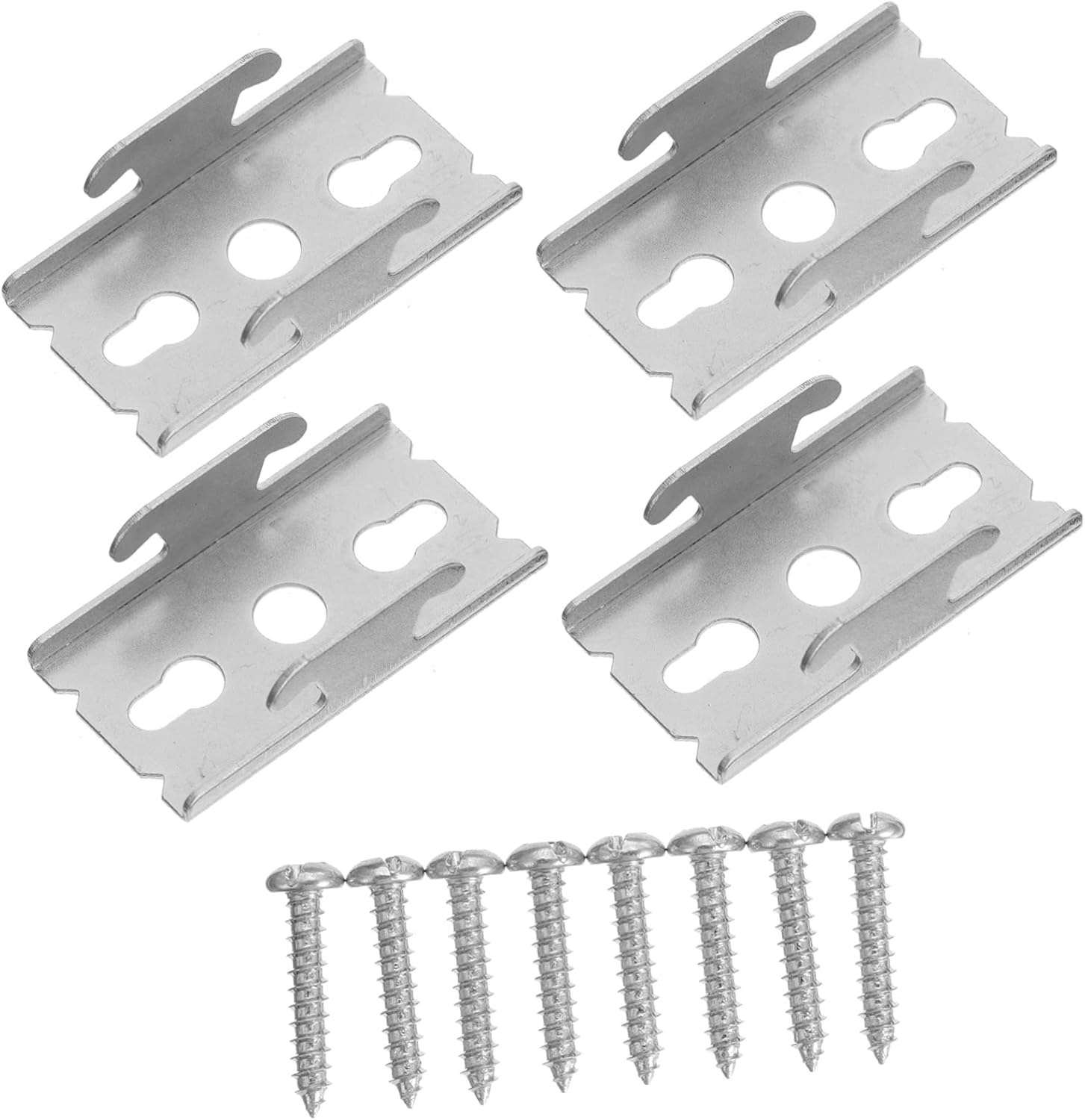 2 Sets Iron Double Curtain Rod Brackets for Wall, Silver | Strong Support, Easy Installation, Simple Style, Beautiful and Generous Finish, 2 Sets for Window Treatment Hardware