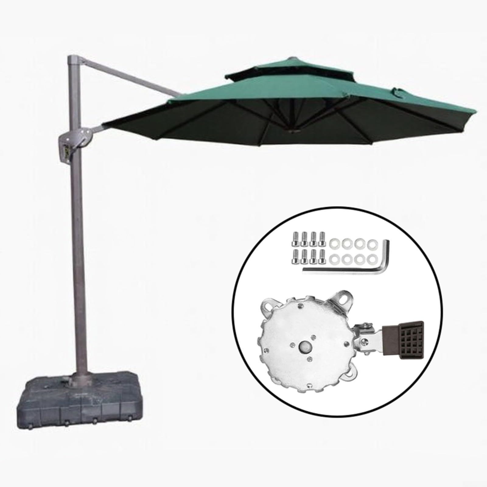 Supporto girevole per ombrelloni da terrazza, design a pavimento e struttura in metallo stabile