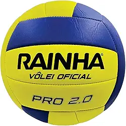 Bola de Vôlei Profissional Rainha 2.0 Amarela e Azul Perfeita para Jogos em Areia, Quadra, Treinos, Jogos e Lazer