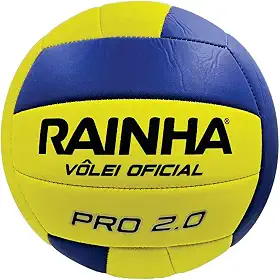 Bola de Vôlei Profissional Rainha 2.0 Amarela e Azul Perfeita para Jogos em Areia, Quadra, Treinos, Jogos e Lazer