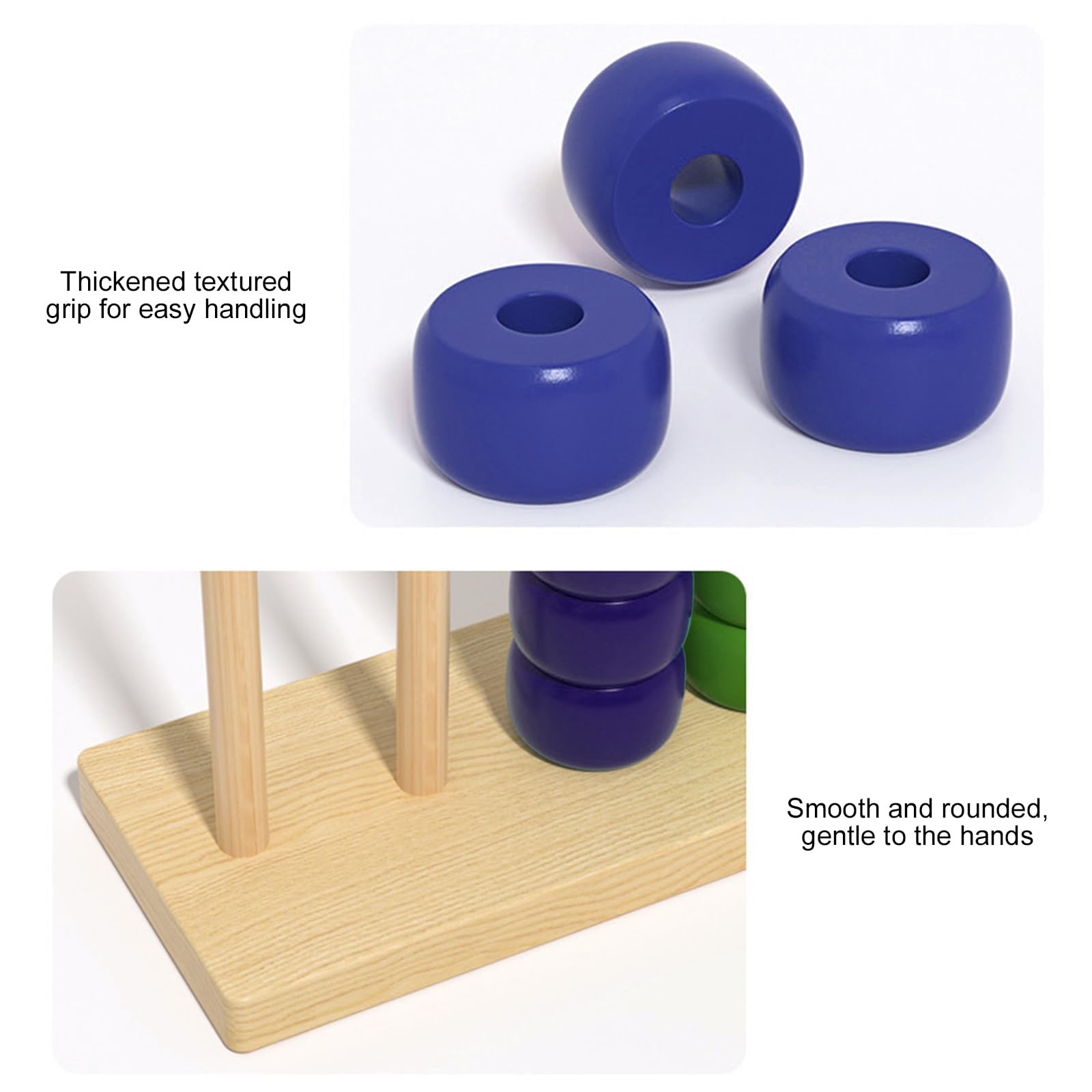 Holz Regenbogen-Ring-Stacking Puzzle Spiel mit Gestellen und Ringen for 2 Spieler Familienspiel Geschicklichkeitsspiel