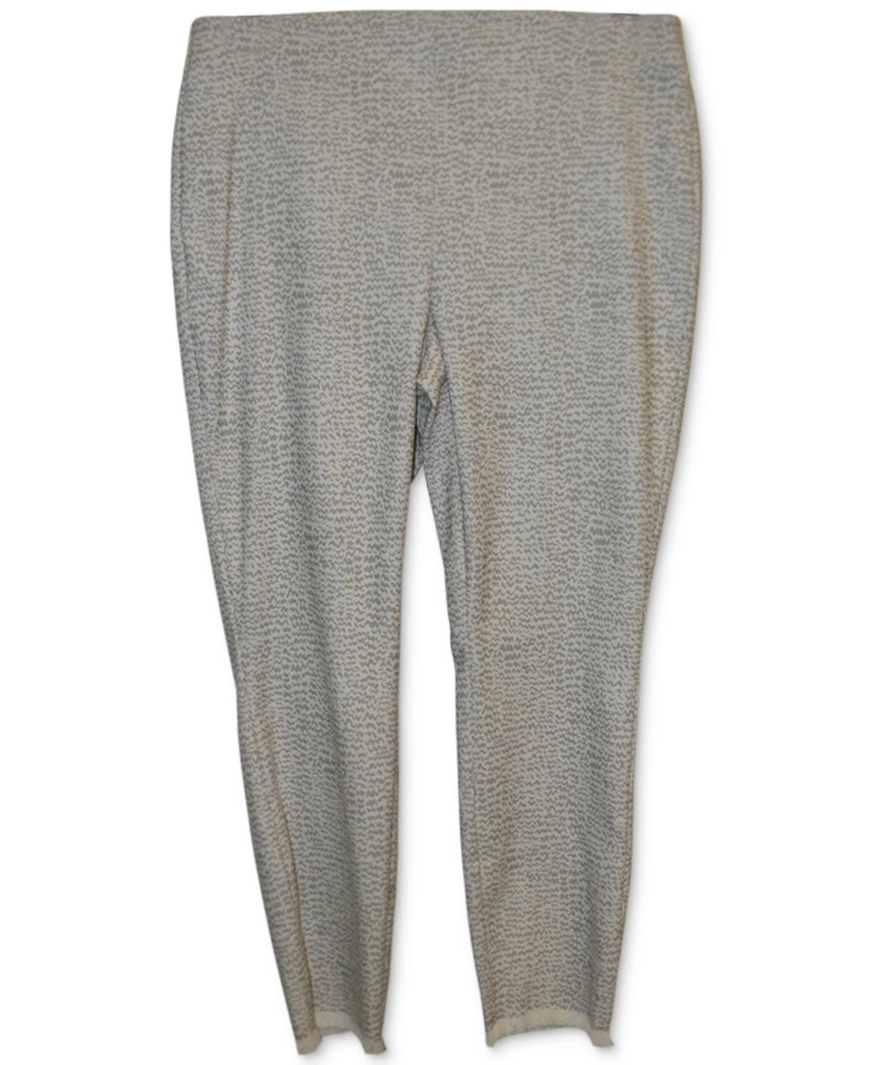 Alfani Womens Printed Fringed-Hem Skinny Ankle Pants Beigekhaki Size 14