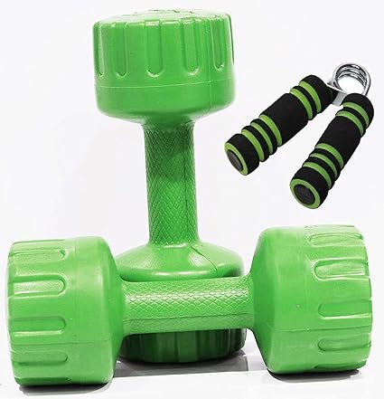 Aurion PVC Coated Dumbbells Weights Fitness Home Gym Exercise Barbell (Pack of 2) Light Heavy Ladies Mens Dumbbells