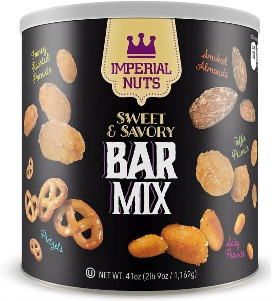 Imperial Nuts Sweet & Savory Bar Mix - Featuring Smoked Almonds, Pretzels, Toffee Peanuts, Spicy Peanuts, Honey Roasted Peanuts, - Delicious tasty snack for any occasion!