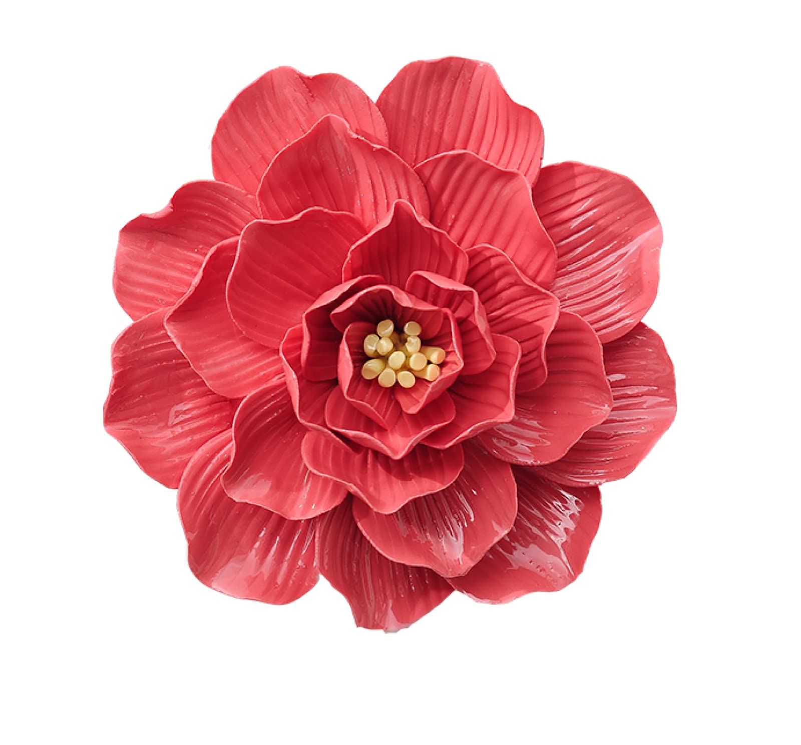 Flor de cerámica Flores Rojas de Dalia Escultura Artesanal Arte de la Pared Decoración 3D hogar Sala de Estar Oficina Regalo de Boda